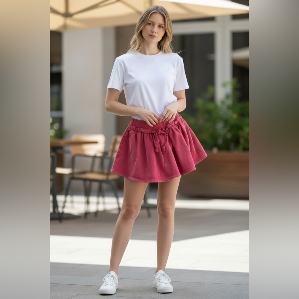 3/$30 ☀️ LaBiz Acid Wash Red Cotton Mini Skort